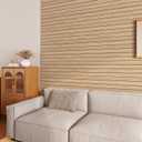 ReWallpaper 24in X 16.5ft Light Oak Wood Wall Panels Peel and Stick Slat Wall Paneling Self Adhesive Wood Grain Acoustic Panels Sound Absorbing Kids Room Nursery Interior Wall Decor Apartment Office