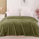 Exclusivo Mezcla Fleece Queen Blanket for Bed, Extra Large Fuzzy Olive Green Bed Blankets, Soft Cozy Plush Sofa Throws for All Seasons, 90x90 Inches