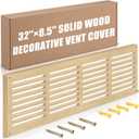 Colingmill 1 Pcs Decorative Return Air Vent Cover 32 x 8.5 x 3/4 Inch (30x6 Duct Opening) Natural Wood Modern Farmhouse Wall Vent Grille High Airflow Cold Air Return HVAC Cover for Wall Baseboard