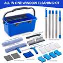 Window Cleaning Kit with Bucket, 76" Extension Pole, Squeegee & Washer