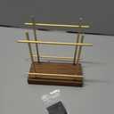 MyGift Napkin Holders for Table & Kitchen, Brass-Tone Wire Metal Napkin Dispenser with Wood Base, Modern Farmhouse Tabletop Dining Decor for Home/Cafe/Restaurant