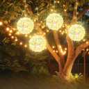 Outdoor Christmas Balls Lights 4 Pack Hanging 11.8" LED Garden Sphere Tree Lights 8 Modes Waterproof String Lights with Memory Timer Plug for Party Yard Porch Eave Patio Home Decoration-Warm White