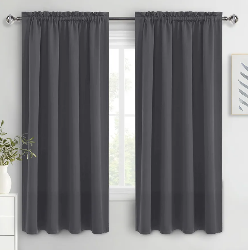 Blackout Curtains for Bedroom Thermal Insulated Curtains Grey Window Shades, Energy Efficient Noise Reducing Curtains Drapes for Living Room - 22" by 62" - Charcoal Gray - One Panel