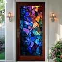 BlissYard Stained Glass Window Film 17.7x39.3 inch Static Cling Window Sticker Anti-UV Sun Blocke Home Decoration Room Office Glass Partitions Home Window Privacy Film Sticker
