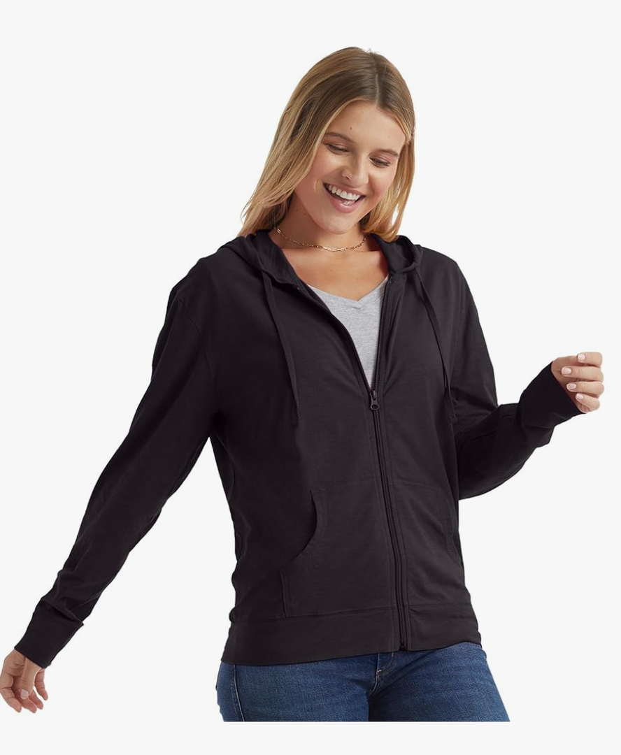 Hanes Women’s Slub Knit Full-Zip Hoodie, Textured Cotton Zip-Up T-Shirt Hoodie for Women, Size XL