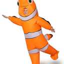 GOPRIME Halloween Inflatable Clownfish Costume Adult Size – Ocean Animal Blow Up Suit for Fun Parties and Events
