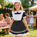 Cabilock Retro Lace Half Apron with Pockets Women Waist Apron for Cooking Baking Cosplay Vintage Kitchen Server Waitress
