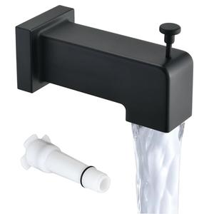 YASINU Slip On Diverter Tub Spout, Sleek Square Design for Bathroom, Fits 1/2" Copper Pipe (5/8" OD), Child-Safe Rounded Edges, Easy Installation, Matte Black