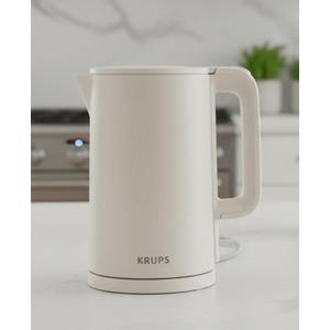 KRUPS 1.5L Electric Kettle Stainless Steel Cool Touch Interior, Fast Boiling, One Cup in 80 Seconds, Double Wall, Auto Off, Keep Warm, Hot Water Kettle Electric, Cordless