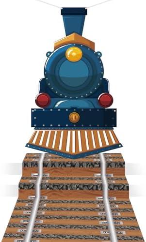 Train Birthday Party Decorations Train&Railroad Backdrop Banner Decor Train Tracks Photo Booth Props for Baby Shower Trains Transportation Birthday Party Supplies Home Door Wall School Classroom Decor