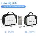 PACKISM Clear Makeup Bag Combo Pack, 1 TSA Approved Medium & Large for Checked Luggage, Clear Toiletry Bag with Handle, Water-resistant Travel Essentials Organizer, Black