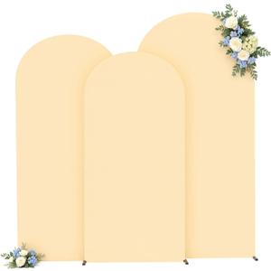 Champagne Arch Covers 3 Set - 6FT, 6.6FT, 7.2FT Arch Backdrop Cover Spandex Fitted Wedding Arch Stand Covers for Bridal Shower Wedding Baby Shower Birthday Party Banquet Photo Background Decorations
