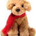 Bearington Grizwald Golden Retriever Christmas Stuffed Animals - 7.5" Stuffed Dog - Soft Plush Puppy Toy with Red Scarf - Adorable for Teens, Kids, Toddlers, and Dog Lovers