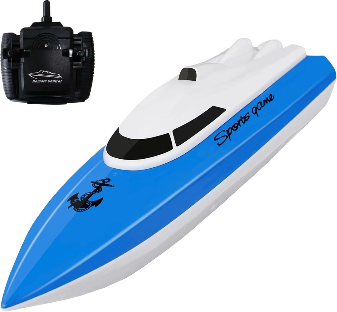 RC Boat, Remote Control Boats for Lake/Pool/Pond, 2.4 GHz High Speed Outdoor Adventure Electric Mini RC Racing Boat with Rechargeable Battery, Water Play Toy Gift for Boys&Girls-Blue