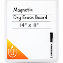 Dry Erase Board, 14” x 11”, White Frame | Includes Black Dry Erase Marker, Small Mini White Board for Students, Fridge, Wall, Locker, Double Sided Tapes Included