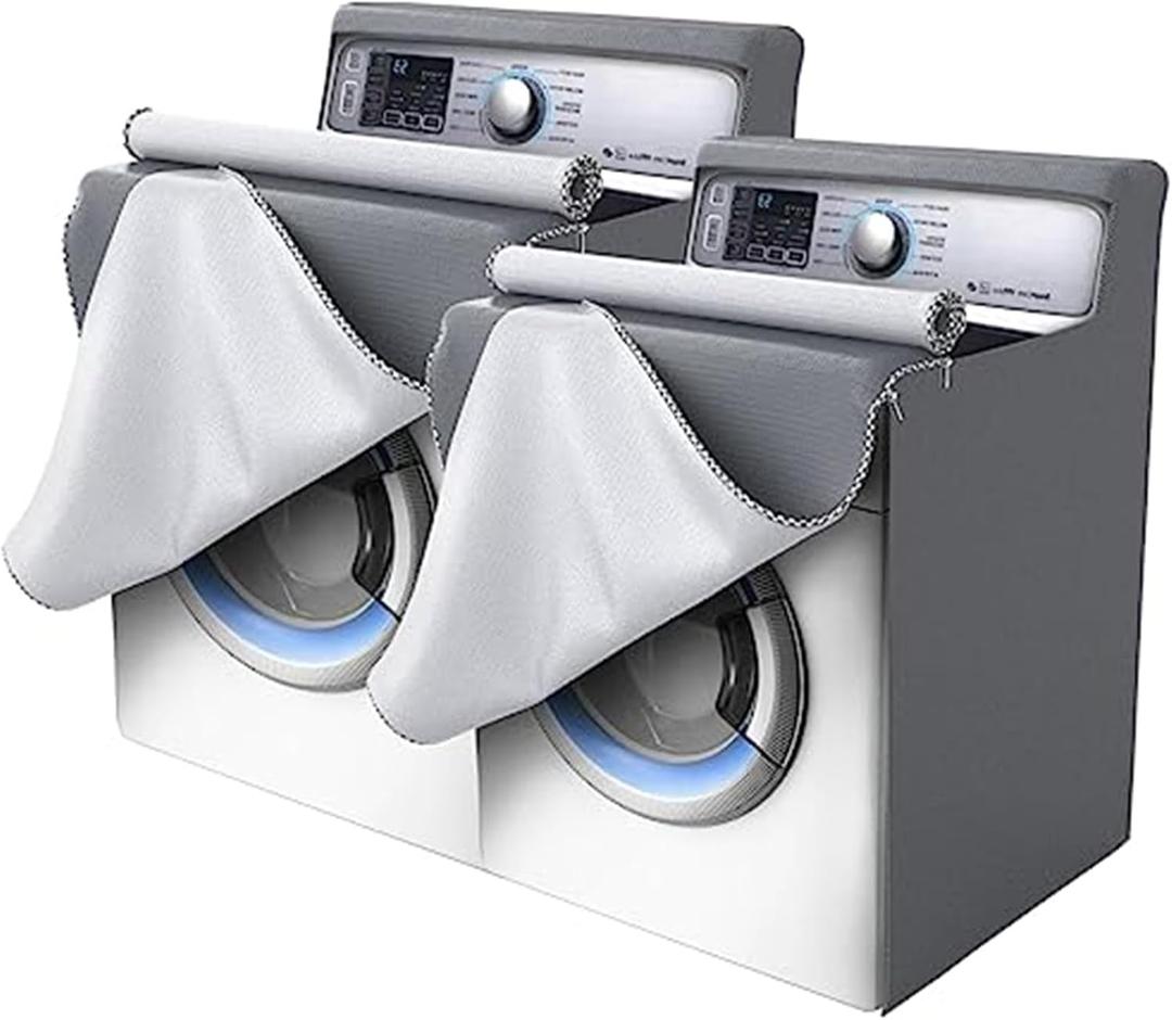 STARTWO Outdoor Washing Machine Cover, Washer/Dryer Cover Suit Most Top Load or Front Load Waterproof Sunscreen Dustproof All Weather Protection Large (27"Wx26"Dx43"H-2 PCS, Gray) 