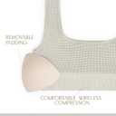 Square Neck Padded Sports Bra, Push Up Sports Bra for Women, Cute Comfy Seamless Scoop U Back Low Impact Workout Gym Yoga Bra (Beige, S)