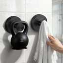 Suction Cup Hooks Stainless Steel Shower Hooks No Drill Towel Hooks Removable Wreath Hanger for Front Door, Bathroom Wall, Kitchen, Glass, Mirror (2 Pack) (Black)