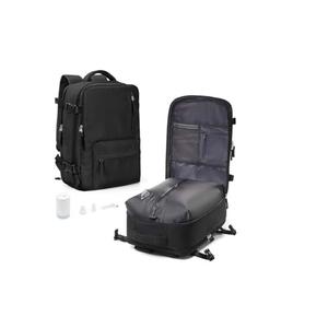 WONHOX Vacuum Seal Backpack for Travel with Air Pump Compression Vacpack Carry on Flight Approved Daypack Laptop Space Saver Bags Storage with Vacuum System 18x14x8 inches Travel Bag Women Men Black