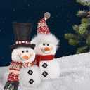 1 Pair Christmas Snowman 2025 Indoor Decorations, Xmas Animated Plush-Knit Collectible Plush Doll, Adjustable Red Bowler Pointed Hat, Home Holiday Ornaments 2 pcs 9.4 inch