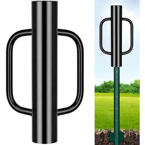 Gtongoko 8LB Fence Post Driver with Handles Heavy Duty T Post Driver Post Pounder for T-Posts, U Channel, Metal Post and Sign Post Pole Driver Tool, Black