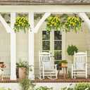 Waipfaru Artificial Hanging Plants Outdoors, Fake Hanging Flowers with Basket, Faux Vine Bougainvillea for Urn Fillers Front Porch Patio Outside Summer Decor (Yellow)