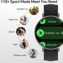 Smart Watches for Men/Women,1.27" HD Fitness Watch Answer/Make Call, Heart Rate/Sleep/SpO2Round Smart Watch for iPhone/Samsung/Android,IP68 Waterproof110+ Sport Mode-Black(2 Bands)