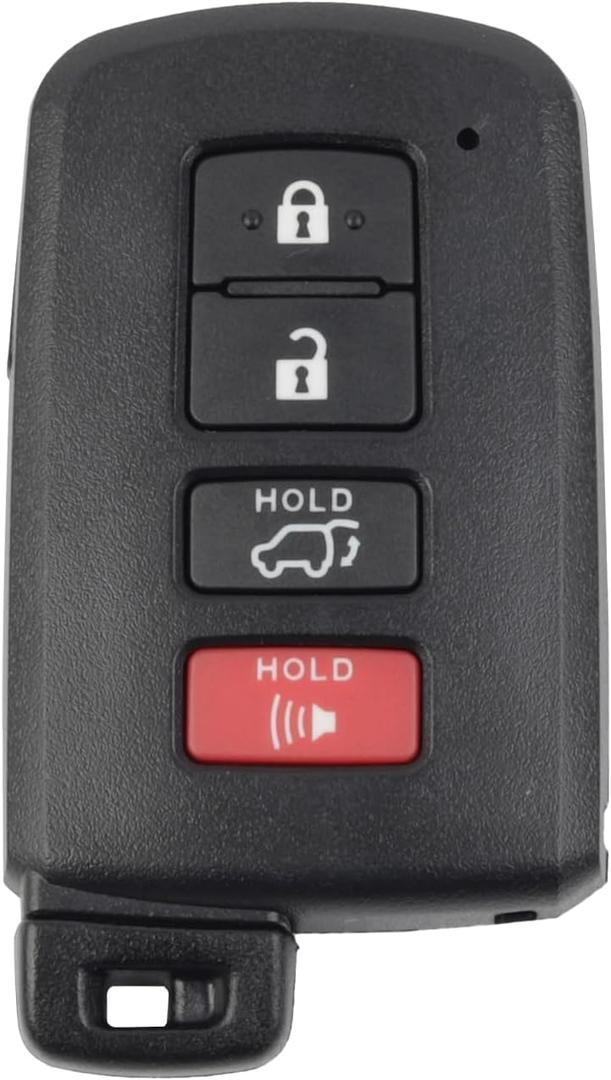 Dasbecan Key Fob Replacement Compatible with Toyota Highlander 2014-2019 Smart Proximity Keyless Entry Remote Control Replaces HYQ14FBA 89904-0E121 4 Buttons