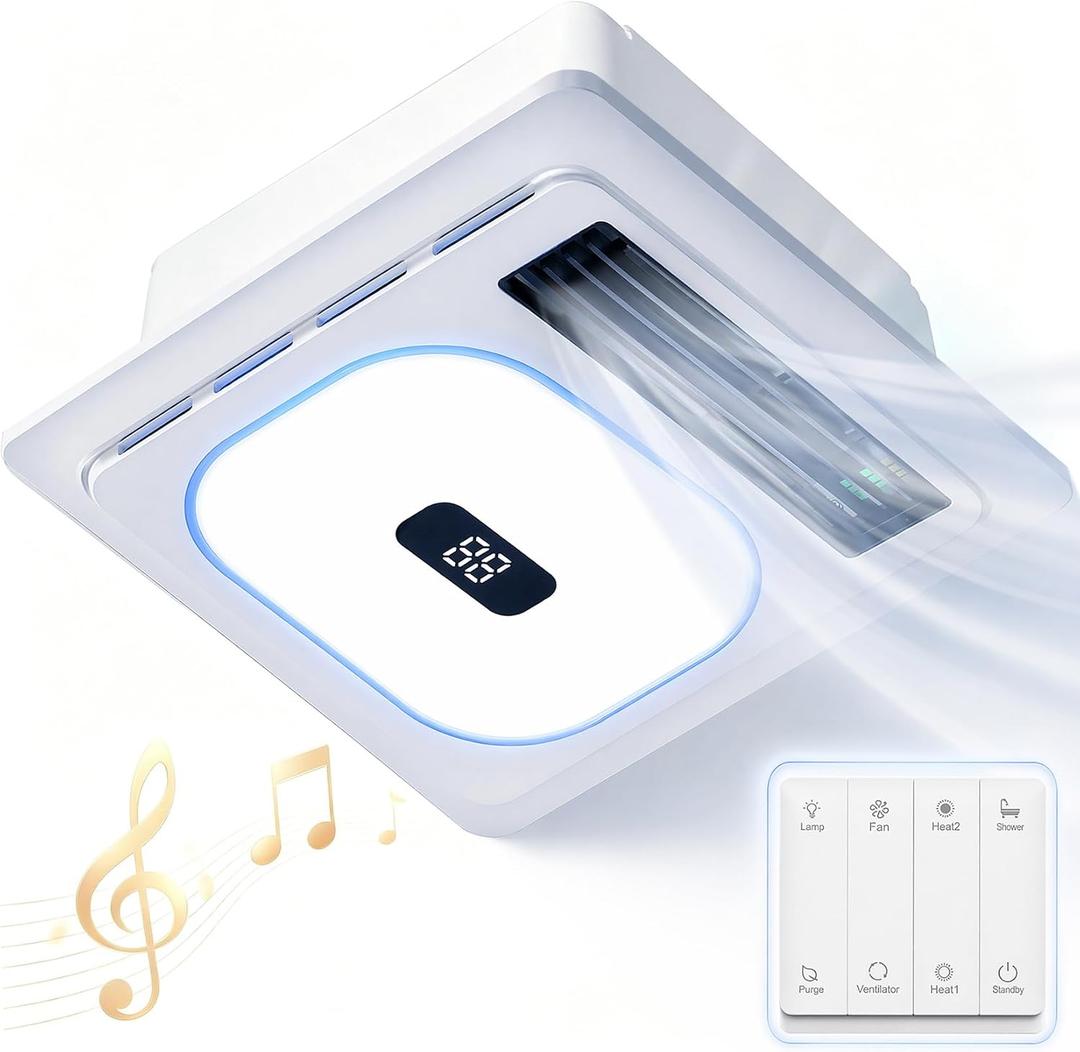 Bathroom Exhaust Fan With Heater&Bathroom Fan With Light&Speaker,8 in1