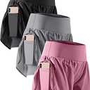 CADMUS 2 in 1 Women's Workout Shorts for Athletic Gym Running Shorts with Phone Pockets 2 pack, M