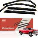 R-GEE in-Channel Window Rain Guards Fit for Trucks Chevrolet (Chevy) Silverado/GMC Sierra 2014-2018 Crew Cab, Window Vent Wind Deflectors Visors Shades Exterior Car Accessories, 4PCS