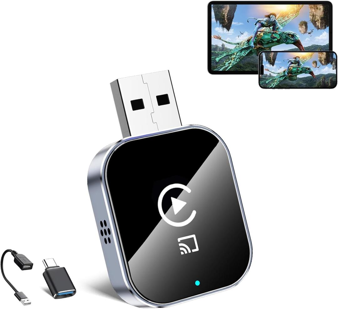 Wireless CarPlay Adapter for Android Auto - 3 in 1 Airplay Mirror Link Adapter Multi-User Seamless Connection Converts Wired to Wireless CarPlay Adapter - No Latency from iOS 10+ to Screen w/ USB-C