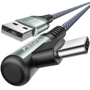 AINOPE 10 ft USB C Cable 2-Pack, 3.1A C Chargers Fast Charging 10 Foot, Resistant Nylon Braided Type C Charger Fast Charging 10ft Right Angle Charger Cord Fit for Galaxy S20 Ultra S10 S10E S9 S8 Plus (Grey)