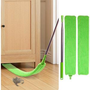 Retractable Gap Dust Cleaner Under Appliance Cleaning Tool, Bafezoze Flat Duster for Under Refrigerator Fridge Stove Couch Bed, Skinny Thin Duster for Tight Spaces