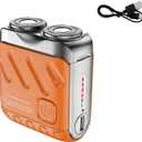 Mini Portable Electric Razor for Men, Travel Beard with Double-Ring Blades, USB Rechargeable Waterproof Mini Shaver, Magnetic Cover, Lightweight Compact Electric Shaver for Home & Travel