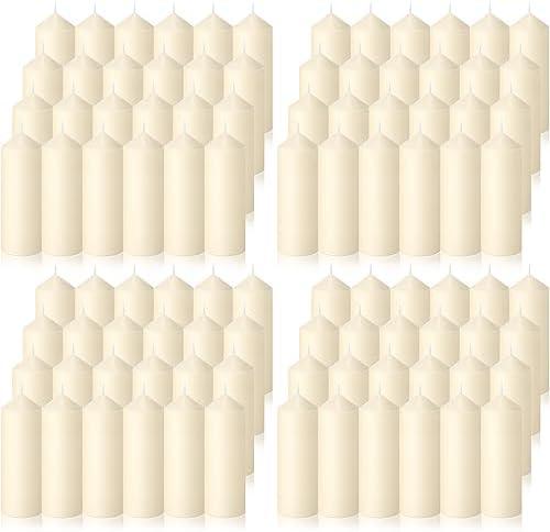 MTLEE Set of 40 Ivory Pillar Candles 2x4 Inch Dripless Unscented Candle Bulk Large Clean Burning Smokeless Dinner Candles Long Burning Decorative Candles for Home Wedding Party Spa Bath Pink