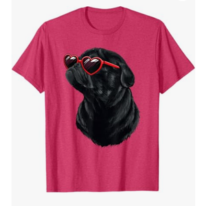 Pug shirt Pug Mama Mom Valentine Pug Black Pug T-Shirt, Red Heather, Medium