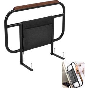 Bed Side Rail for Adjustable Bed, Screw Into Wooden Board Only, 17 inch Height for Mattress Less Than 10 Inches, 1 pc