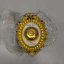 Grand Hotel Decorative Door Bell, Champagne Theme, Ornamental Plaque, Non-Working Ringer, 9 Tall x 5.5 Inches Wide, Metallic Gold and White Painted Polyresin