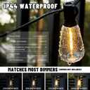 100FT LED Outdoor String Lights, Patio Deck Lights with  Shatterproof ST38 Edison Bulbs, Dimmable Warm White Waterproof Outside Hanging Lights Connectable for Backyard Porch Garden