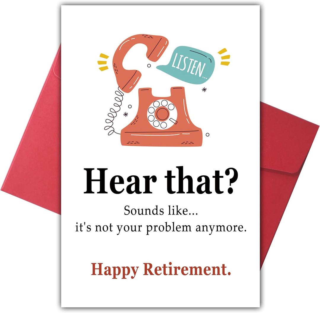 4 x Funny Retirement Card for Men Women, Humor Leaving Card for Him Her, Perfect Retirement Gift & Decoration for Friends Bosses Nurses Teachers Mom Dad Family, Not Your Problem Anymore