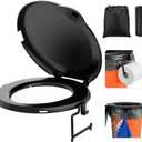 PAHTTO Portable Toilet Seat for 5 Gal Buckets, Camping Toilet Seat with Lid for Adults, Snap-on Toilet Seat with Storage Bags and Disposable Toilet Bags, Camping, Hiking, Emergency, Car, Boat (Black)