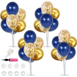 TONIFUL 4 Set Navy Blue Gold Balloon Centerpieces for Table,Balloons Stand Kit for Graduation Decorations 2025 Class of 2025 Party Decorations,New Year,Anniversary,Birthday Decoration