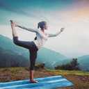 QiyI Yoga Mat Towel with Corner Pockets, Non Slip Sweat Absorbent Hot Yoga Towels, Soft Yoga Blankets with Travel Bag, Skidless Mat Cover for Workout, Gym, Fitness - 70"x26", Blue Tie Dye