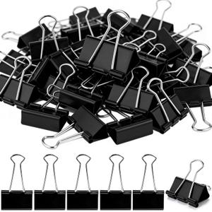 150pcs Binder Clips 1.25 Inches Medium Binder Office Clamps Black Paper Clips and Binder Clip Bulk for Office Supplies, Home, School (Medium)
