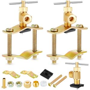 2 Pcs Brass Self Piercing Saddle Valve, 1/4 Inch Compression Outlet Self Tapping Valve for 3/8 to 1-5/16 Inch Water Pipe - Fit Ice Maker, Refrigerator, Water Filtration System