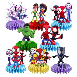 8Pcs Spider and His Friends Honeycomb Table Centerpiece, Cartoon Birthday Party Supplies Table Decorations for Kids Party Decorations