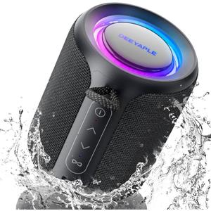 Bluetooth Speaker Wireless,IP67 Waterproof & Dustproof Portable Speaker with Lights,15W Loud Stereo Sound, 2500mAh Battery All Day Playtime, TWS Pairing, BT5.3, Home/Party/Outdoor/Beach (Black)