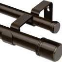 Double Curtain Rod 32 to 86 Inch, HOTOZON 1 Inch Heavy Duty Double Curtain Rods for Windows 20 to 82 Inches(1.7-6.8 ft), Telescoping Drapery Rod with Simple End Finials, Bronze