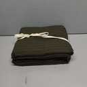 WDCOZY 100% Cotton King Size Quilt Set - Olive Green Striped Pick Stitch Soft Lightweight Bedspread, Textured Like Linen, Farmhouse Country Rustic Coverlet, Shabby Chic Gauze Bedding, 3 Pieces (King (106"x96"))